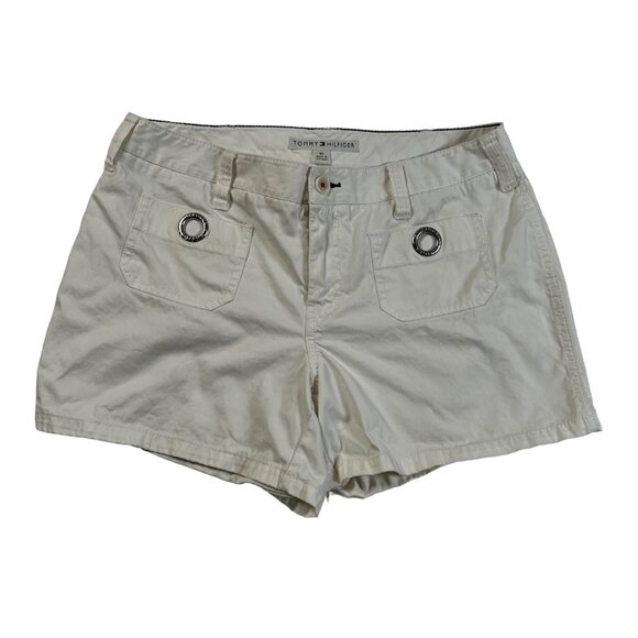 Tommy Hilfiger Pants - Tommy Hilfiger Shorts Women's Flat Front Metal Accent Pockets Chinos White 10